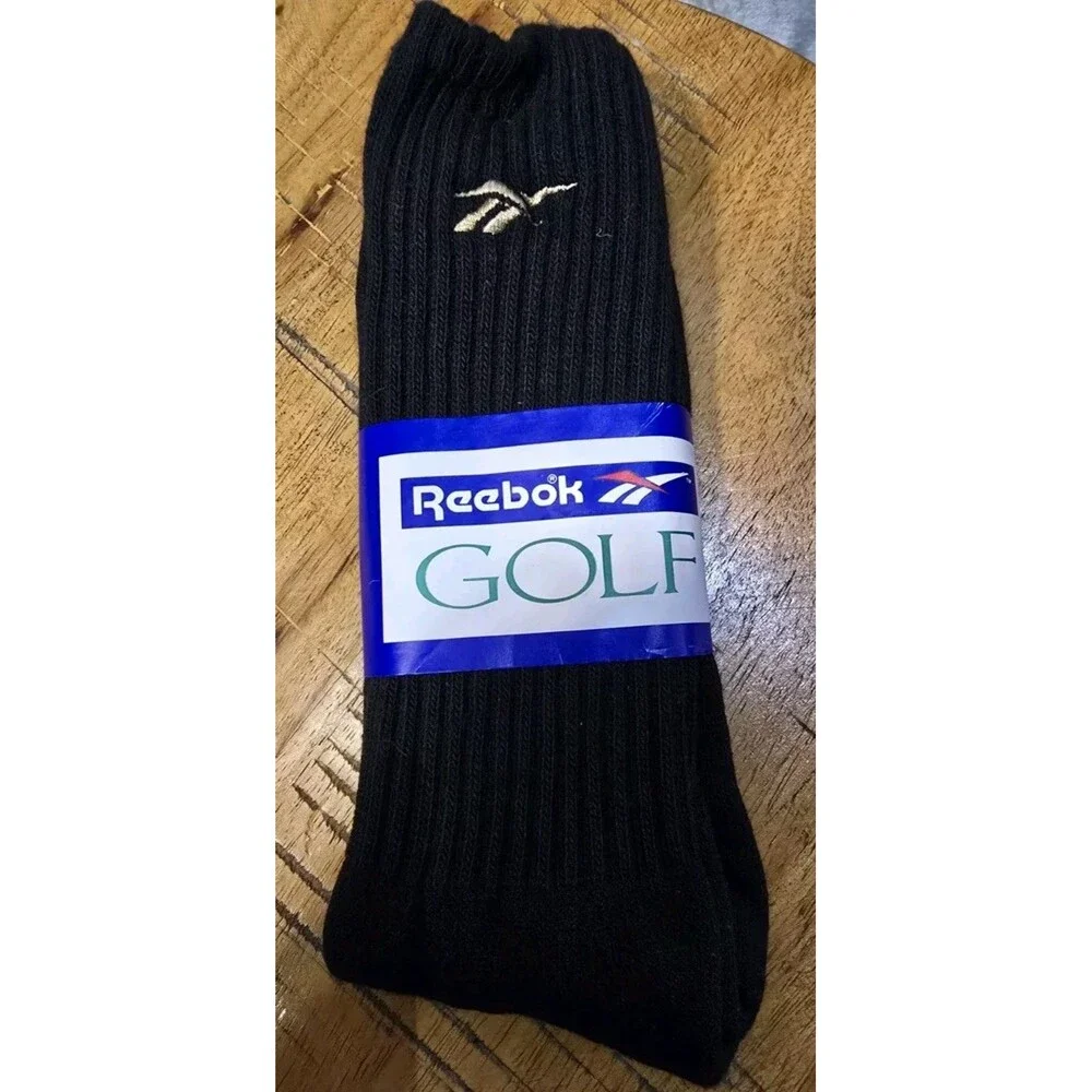 NOS Vintage 90s Reebok Black Golf Sport Crew Dress Casual Socks Size 10-13